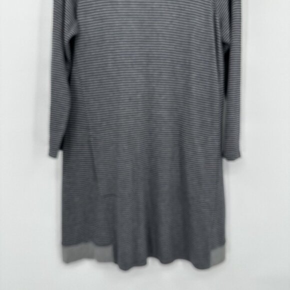 J JILL sweater dress long sleeve striped casual knit pockets gray petite MP - Picture 3 of 8